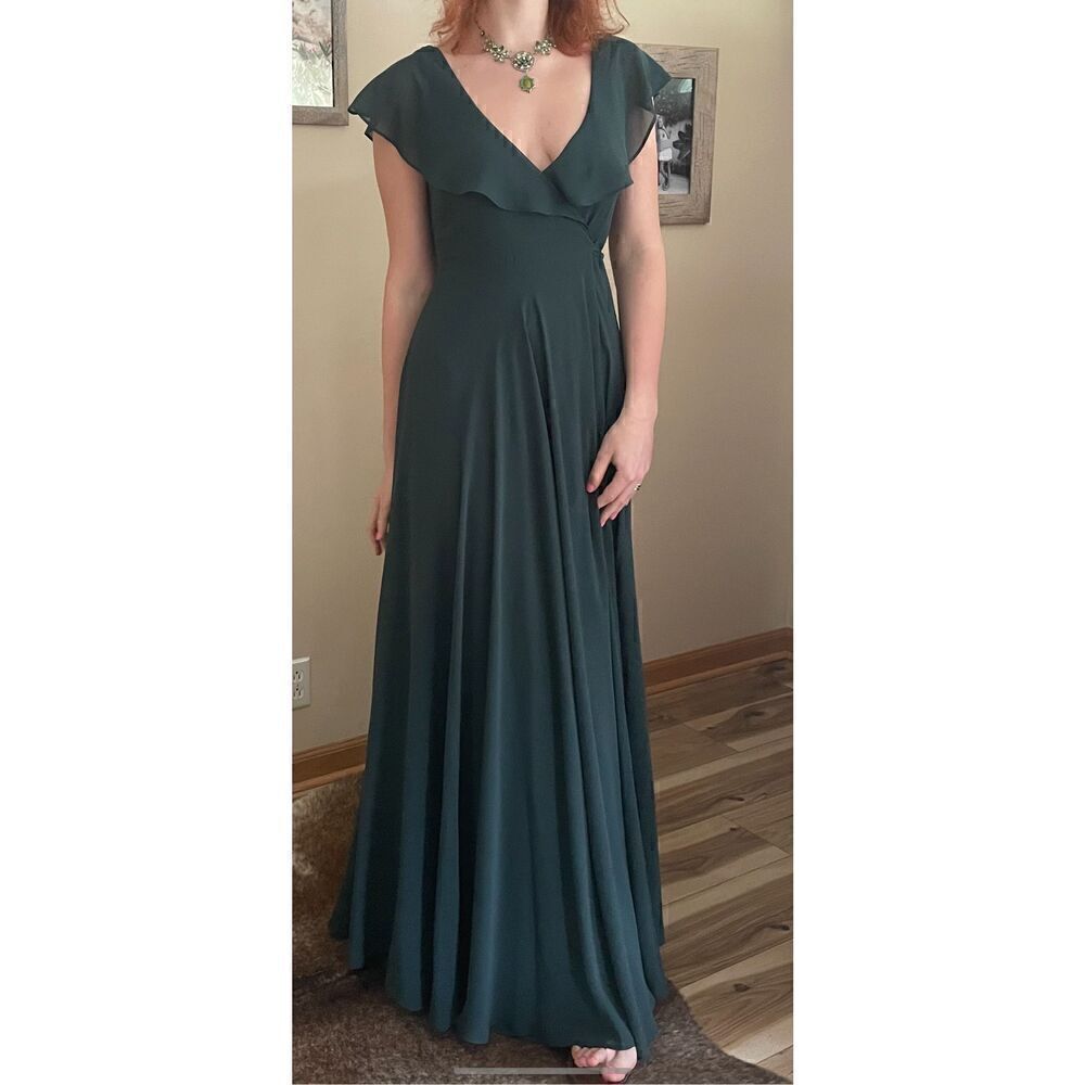 BILL LEVKOFF Tie Chiffon v neck/back wrap dress Size 4